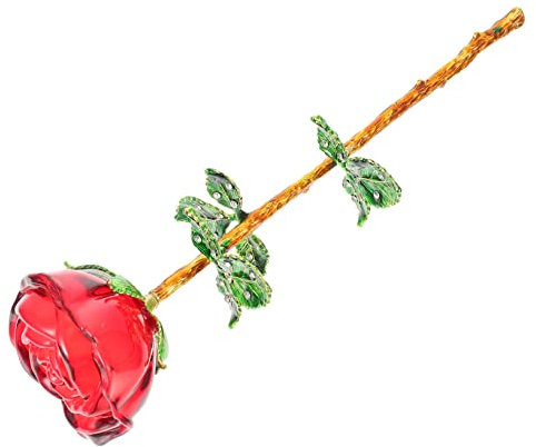 AOKWAWALIY Rosenverzierung aus Glas Dekoration gefälschter Rosenstrauß künstliche rosenblätter rosenstrauß künstlich Ornament Wohnkultur realistische gefälschte zarte Rosenstütze