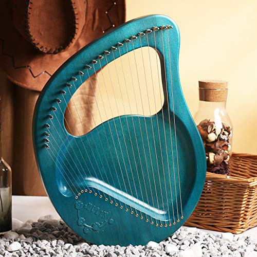 24-saitige Lyra-Harfe, Massivholz-Mahagoni-Harfe, Metallsaiten mit Tragetasche, Stimmschlüssel, String-Lyra-Geschenk für Anfänger, Musikliebhaber, Kinder und Erwachsene