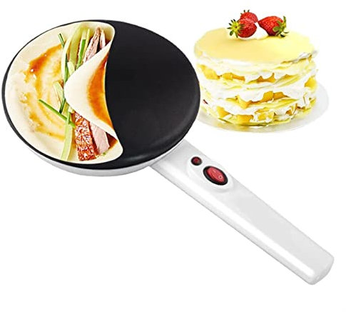 AGrAdi Piastre elettriche, Crepe Maker Elettrico Macchina da 20 cm Riscaldamento rapido Pancake Pan Rivestimento for Alimenti Staffa for frittura in ghisa for Pancake