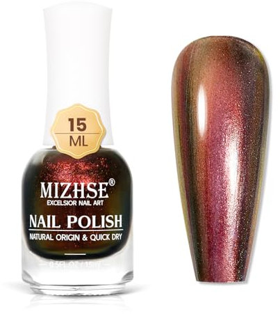MIZHSE Chamäleon Nagellack Metallic Holografischer Glitter Farbwechsel Effekt Rot Glitzer Lack DIY zu Hause Salon 15ml