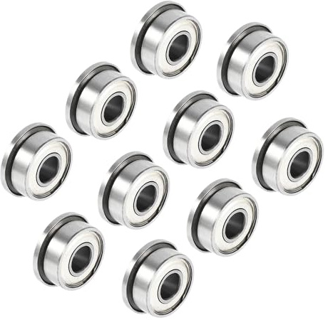 Kozelo 10Pcs FR2-5ZZ Flange Ball Bearing - [1/8x 5/16x9/64], Chrome Steel for Industrial Equipment, ABEC1