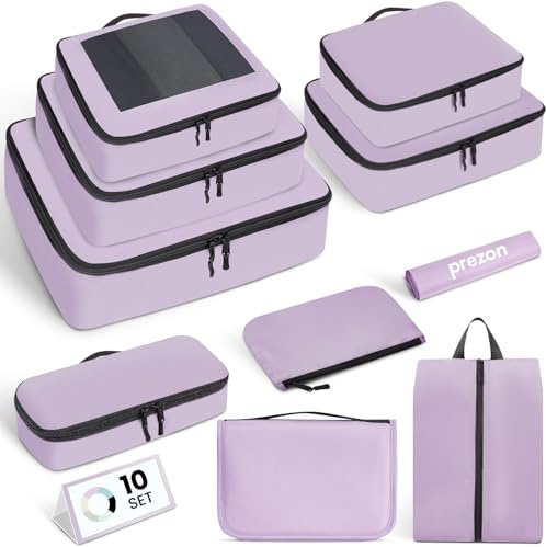 Prezon Packing Cubes for Suitcase 10 Set, Leichtgewichtige Gepäck Packing Organizer Packing Cubes für Reisezubehör