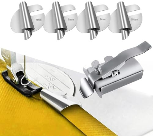 WIRSHO 5 STK. Magnetische Nahtführung mit Rollsaumenfuß Set | 7/8/9/10mm | magnetischer Nahtführer & Spiralsaum Nähfuß für Nähmaschinen | Präzise Nähte Für Heimgebrauch Gewerblich Arbeitsplatz