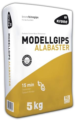 Krone Alabaster Gips 5 kg – Feiner Modellgips für Gießformen, Bastel-, Form- und Modellbauarbeiten, weiß und schnell härtend