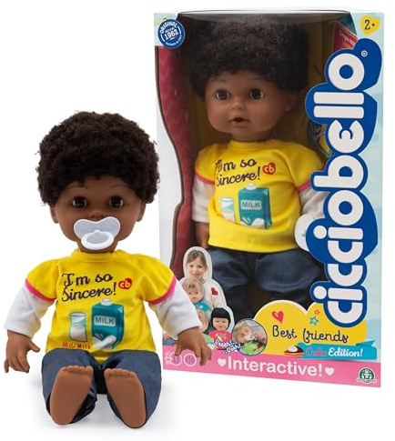 Cicciobello Best Friends - 42 cm Cicciobello-docka med gråtande funktion, gul t-shirt docka med recept på baksidan, för barn från 2 år