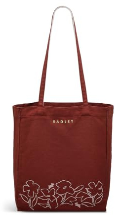 RADLEY London Womens Responsible Linear Bloom Canvas Tote Shoulder Bag in Rust