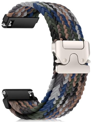 RanBluu 22 mm 20 mm 20 mm elastiskt nylonarmband för män kvinnor med metallspänne (22 mm), flerfärgat