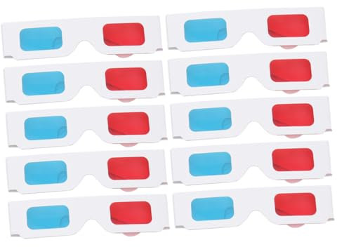 HOMSFOU 3D-Brillen Rot Blau 10 Stück Faltbare Papierrahmen Bruchsicher Und Bequem Geeignet Für Kinder Und Erwachsene Bei Filmabenden Und Spieleabenden