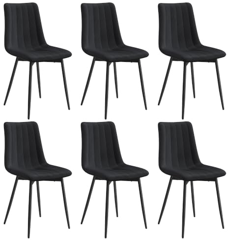 Klihome Esszimmerstühle 6er Set Gepolstert Samt Schwarz
