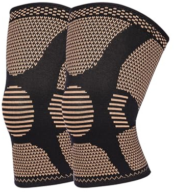 XRUFY Copper Knee Brace for Running & Arthritis Relief - Doctor Recommended Compression Sleeve with Non-Slip Gel, All-Day Support for Gym/Work/Hiking Men & Women (Copper, Large)