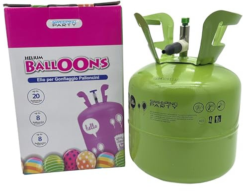 SWEEPING PARTY Bombola di elio 0,15 m3 per 20 palloncini in lattice, perfetta per feste.