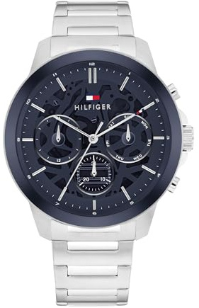 Tommy Hilfiger Multi Zifferblatt Quarz Uhr für Herren mit Silbernem oder Schwarzem Edelstahlarmband