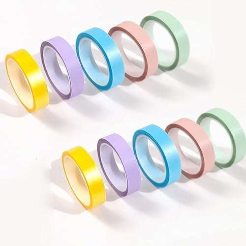 10 Rollen Haftnotizen, Transparente Haftnotizen Klebezettel, Highlight Strips, Fluoreszierende Haftstreifen, Klebezettel Klein, Textmarker Klebeband für Notizen, Bücher (5M/Rollen)