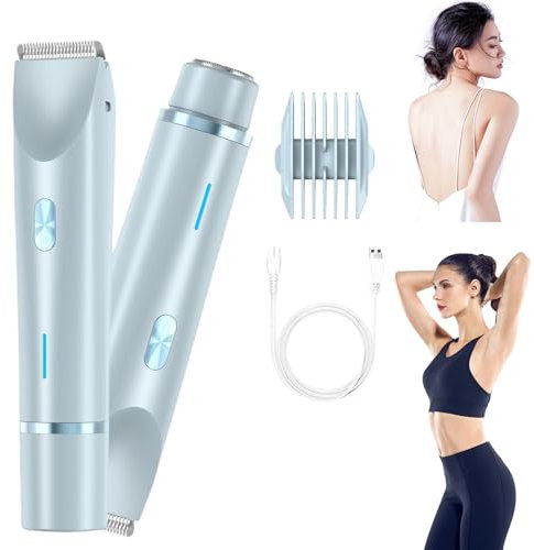 Rasoio elettrico da donna, 2 in 1, da donna, per ambienti intimi, impermeabile, per donne, uso umido e secco, ricaricabile (blu)