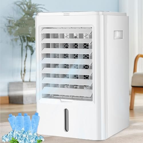 Enfriador De Aire Evaporativo Multifuncional Para Coche, PequeñO Aire Acondicionado Para Casa Y Oficina,Ventilador Con Control Remoto,Tanque De Agua De 4L,Pantalla TáCtil Y Temporizador De 4H,24V/220V