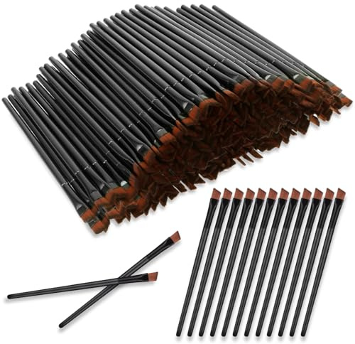 300 PCS Disposable Angled Brow Brushes for Eyebrows Bulk Eyebrow Tint Brush Flat Tapered Tinting Concealer Brush Eye Shadow Applicator Sticks Eyeliner Makeup Brushes