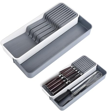 Organizzatore retrattile piccolo per posate, organizzatore stretto per cassetto utensili per posate da cucina per riporre posate cucchiai forchette (portacoltelli)