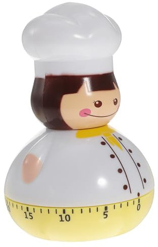 VALICLUD Mini Chef Design Mechanical Kitchen Timer Yellow Baking Reminder No Battery Required Cooking Timer for Eggs and More Countdown Timer for Home Use