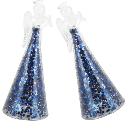 Alipis 2pezzi Statuina Angelo Natale in Vetro Decorativo Per Per Scrivania Regalo Per Compleanno