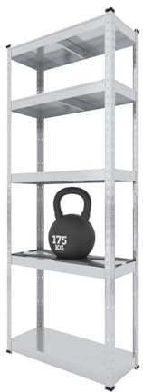 BAUSOKOL Schwerlastregal 180x70x30 cm, Verzinkt, 875kg Metall Böden | Tragkraft 875kg Lagerregal, Werkstattregal, Kellerregal, Schwerlastregal, Steckregal, Regal wand, Standregal, Kleines regal