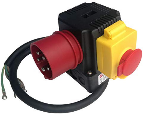 WEKONUMEX Interruptor pulsador de Parada de Emergencia, Enchufe Industrial Multifuncional KOA1L 2 en 1 de 230/400 V, 12 A (8 A), con Parada de Emergencia magnética y 5 Pines.