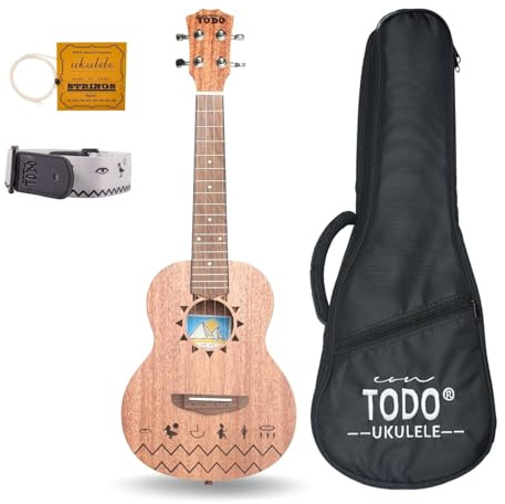 TODO Music Ukulele Die Nile Ukulele für Erwachsene & Anfänger Kit mit Carbon Saiten, Tasche, Gurt (Mahogany, Soprano)