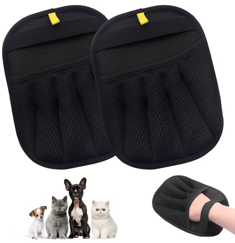 Yoedge 2 pezzi Pet Hair Remover Gloves per cani e gatti, guanti per la cura dei capelli double face, guanti per la depilazione, antistatici e riutilizzabili, per la depilazione