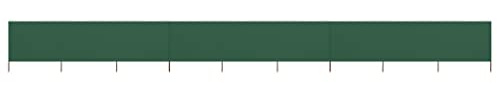 Brise-Vent 9 Panneaux, Tissu Non Tissé Résistant, Piquets en Bois Inclus, Brise Vue Camping et Brise Vent de Plage, Protection Contre Le Vent, Vert, Dimensions 1200 x 80 cm