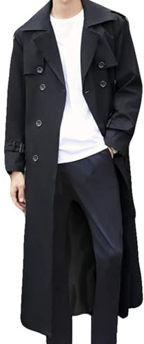 Générique Trench-Coat Classique Long pour homme, Veste Revers Coupe ajustée Double boutonnage avec Poches, Manteau Habillé classique Business Casual, Manteau Parka Automne Coupe-vent Overcoat