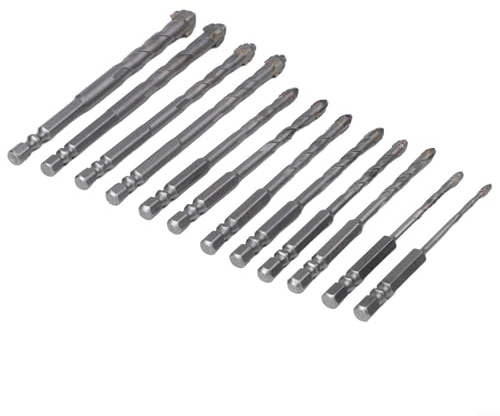 Exzenterbohrer, 12 mm Durchmesser, mit Sägezahn, 4-Nut-Design, für Holz, Metallbohrungen mit Sechskantschaft, Silberfarben, 12 Stück