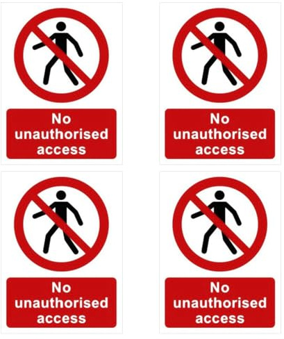 EJUFNS 4 Pieces Of No-Entry Signs, Pvc Material Board Surface, High-Definition Eye-Catching Patterns, Weather-Resistant Indoor And Outdoor General, Corporate Safety Tips.