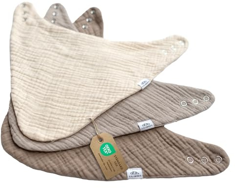 lilimaus Dreieckstuch Baby aus 100% Baumwolle - Musselin Halstuch & Dreieckstuch Kinder (0–4 Jahre) - Atmungsaktives Sabberlätzchen Baby Halstuch