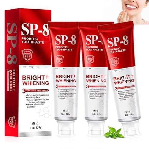 3 Stück SP-8 Probiotische Whitening Zahnpasta, Sp-8 Toothpaste | Sp-8 Zahnpasta Probiotische, mit 8 Probiotika, Zahnaufhellung, Frischer Atem, Tiefenreinigung