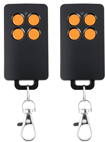 2 pezzi telecomando cancello 4 canali, compatibile con SCS Sentinel AAM0121, codice di rotolamento sicuro, portata 50 m, 433,92 MHz, per cancello e garage - incl. batteria CR2032 (arancione)