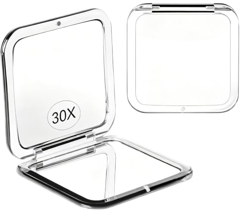 tsejitxin Espejo de Bolsillo 30X Doble Cara Maquillaje 8x8cm