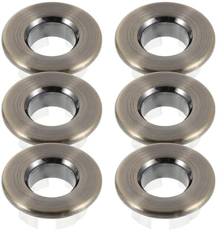 TEHAUX 6pcs Bathroom Sink Overflow Drain Covers for Washbasin and Sink, Copper and Abs Material, Fits 23-25mm Diameter Holes, Prevents Objects Entering Overflow Hole and Maintains Smooth