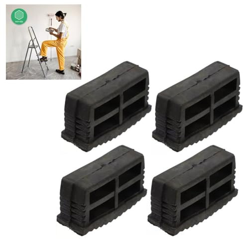 Lagomloot 4 piedini antiscivolo per scale, 60 x 22 mm, in gomma, con profondità per stabilità, ricambio nero per scale telescopiche e ingegneristiche