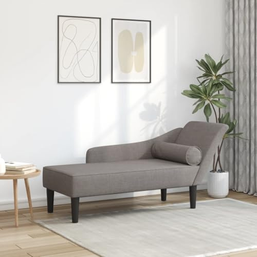 UYTENBMF Chaiselongue Kunstleder Taupe mit Kissen, Recamiere mit hochelastischem Schaumstoff, modernes Design mit Holzrahmen, pflegeleicht und langlebig