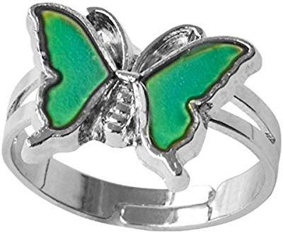 ODETOJOY 1 Stück Farbwechsel Stimmungsring für Frauen und Mädchen Einstellbare Größe Farbe Veränderung Stimmung Ring Boho Schmetterling Gefühlsring