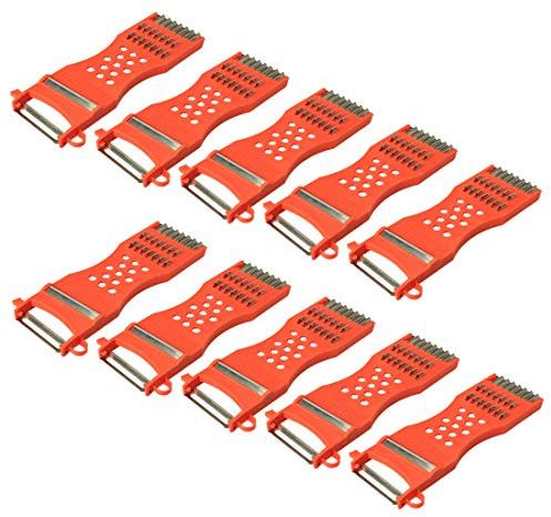 sourcing map Pelador Cortadora Con Bastidor De Plástico Vegetal De Fiambres Triturador Rojo Tono Plata 10Pcs