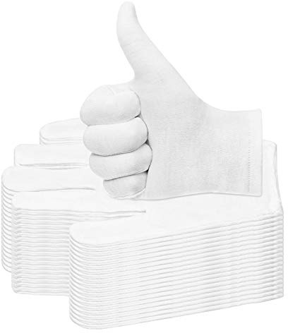 20 Pairs Cotton Gloves for Dry Hands, Paxcoo White Cotton Gloves for Eczema, Cosmetic Moisturizing and Jewelry Inspection, Medium Size