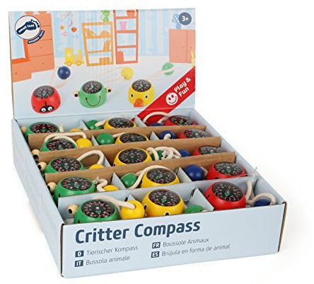 Small Foot 10701 Kompass aus Holz im Tier-Design, kleine Kordel zur sicheren Befestigung am Handgelenk oder an der Tasche, ideal für unterwegs