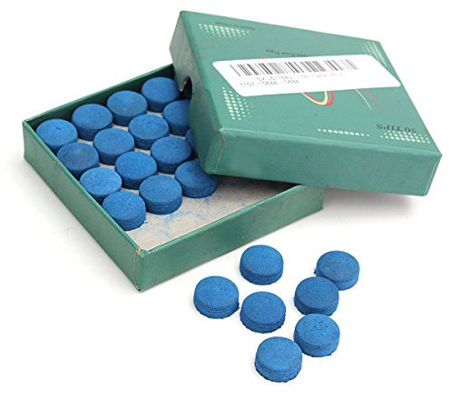 RanDal 50Pcs Glue-On Pool Billard Leder Blau Cue Tips Box Spiel Sport 9Mm 10Mm 13Mm - 13Mm