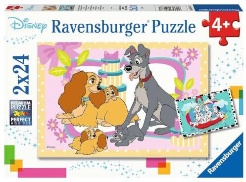 Ravensburger Kinderpuzzle - 05087 Disneys liebste Welpen - Puzzle für Kinder ab 4 Jahren, mit 2x24 Teilen