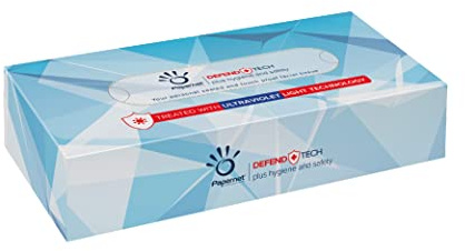 Papernet Defend Tech antibakterielles Kosmetiktuch (415938) | Weich & Stark | 2-lagiges Papiertuch aus reiner Zellulose | UV-behandelt gegen Bakterien | 40 Packungen mit je 100 Blatt 20 x 21cm