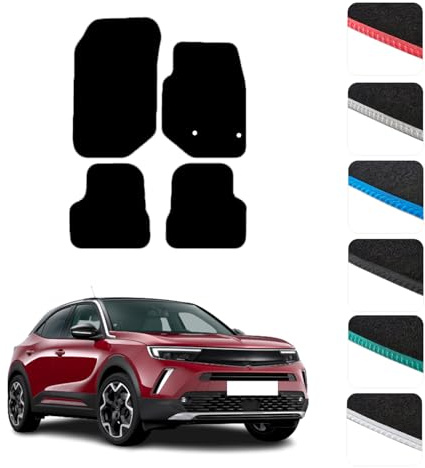 GCM - Car Floor Mats for Vauxhall Mokka 2020 to Present (Non Electric) Full Coverage Floor Protection - Anti Slip & Fit Car Mat with Clips Easy to Clean Car Carpet for All-Weather- Red Edging, Carpet