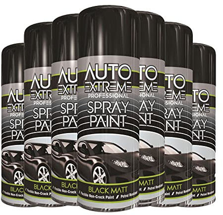 Classic Signature - 6 x Auto Extreme Black Matt Spray Paint 400ml Professional Quality, Perfect Finish for Cars, Bikes,Vans, Metal, Wood