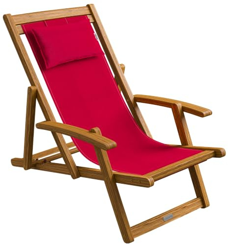 Casaria® Chaise Longue Pliante en Bois Bordeaux Chaise de Plage 3 Positions Chilienne transat Jardin Exterieur