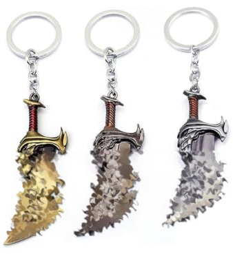 MayDee 3 unids G O War llavero arma hojas de caos colgante llavero hacha espada llavero chaveiro joyería hombre