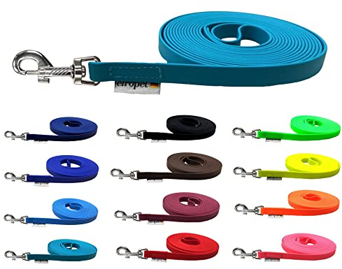 Schleppleine für Hunde Biothane Hundeleine mittlere/große Hunde Breite 16mm 1m / 3m / 5m / 10m / 15m (5m MIT Handschlaufe, Petrol)